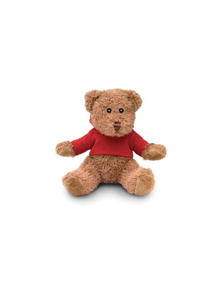 Ours en peluche personnalisé avec t-shirt - JOHNNY Matières : PET Couleurs : rouge