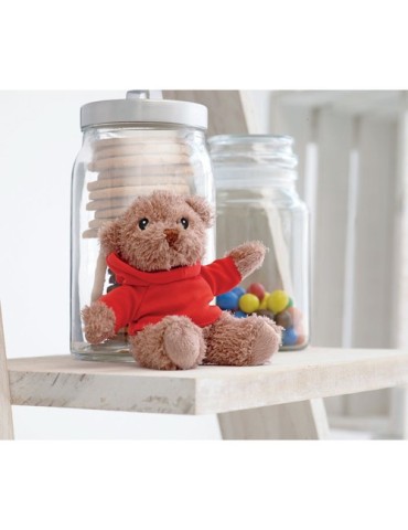 Ours en peluche personnalisé avec t-shirt - JOHNNY Matières : PET Couleurs : rouge cadeau affaires élégant