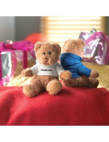 Ours en peluche personnalisé avec t-shirt - JOHNNY Matières : PET Couleurs : blanc personnalisation sur mesure