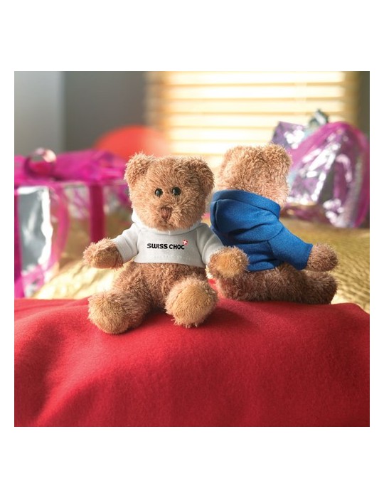 Ours en peluche personnalisé avec t-shirt - JOHNNY Matières : PET Couleurs : blanc personnalisation sur mesure