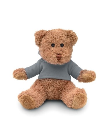 Ours en peluche personnalisé avec t-shirt - JOHNNY Matières : PET Couleurs : gris personnalisable avec votre logo