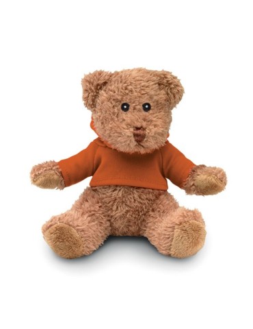 Ours en peluche personnalisé avec t-shirt - JOHNNY Matières : PET Couleurs : orange goodies publicitaire événementiel