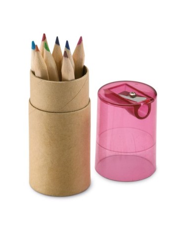 Crayons de Couleur Personnalisés 12 pièces - LAMBUT Matières : papier Couleurs : rouge transparent goodies publicitaire événemen