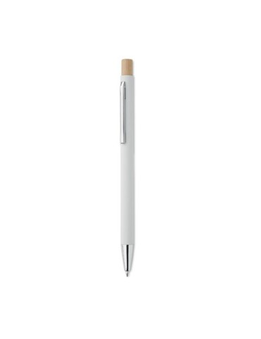 Stylo bille  en aluminium recyclé personnalisé BERGAMO Matières : aluminium recyclé  Couleurs : blanc marquage laser ultra préci