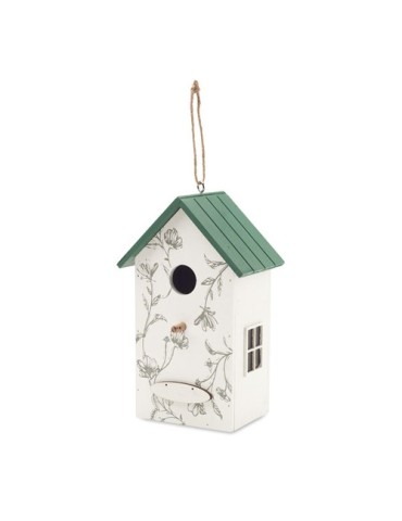 Maison d'oiseau en contreplaqué  personnalisé GREENJAY Matières : MDF Couleurs : blanc goodies publicitaire événementiel