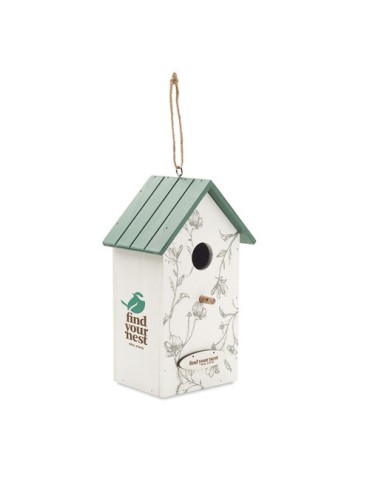 Maison d'oiseau en contreplaqué  personnalisé GREENJAY Matières : MDF Couleurs : blanc impression haute définition