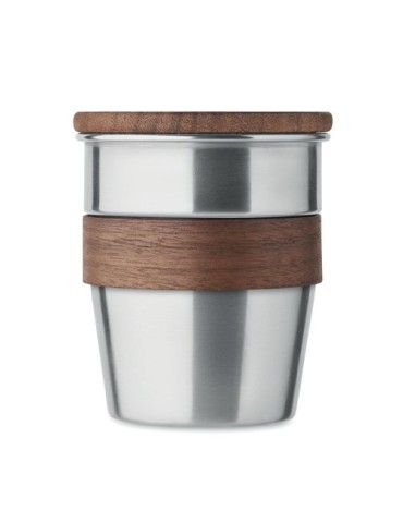Gobelet Incassable Personnalisé 350 ml en Acier Inox WALNUT Couleurs : argenté mat Matières : acier inoxydable recyclé marquage 