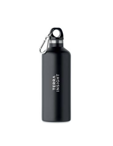 Bouteille isotherme  double paroi 500 ml - CARABI Couleurs : noir Matières : acier inoxydable recyclé impression haute définitio