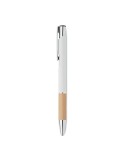 Stylo personnalisé en aluminium à encre bleue - SPARTA Matières : bambou Couleurs : blanc marquage laser ultra précis