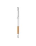Stylo personnalisé en aluminium à encre bleue - SPARTA Matières : bambou Couleurs : blanc personnalisation rapide en France