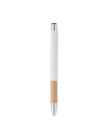 Stylo personnalisé en aluminium à encre bleue - SPARTA Matières : bambou Couleurs : blanc marquage couleur éclatante