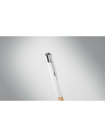 Stylo personnalisé en aluminium à encre bleue - SPARTA Matières : bambou Couleurs : blanc objet promo petit budget