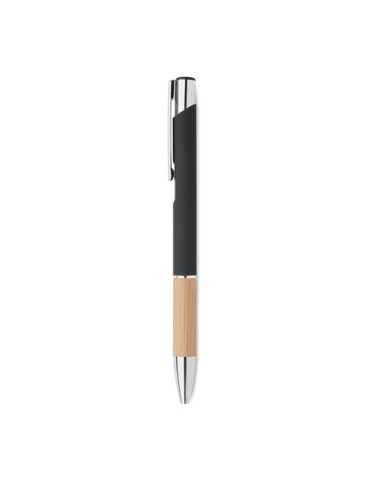 Stylo personnalisé en aluminium à encre bleue - SPARTA Matières : bambou Couleurs : noir objet promotionnel éco-responsable