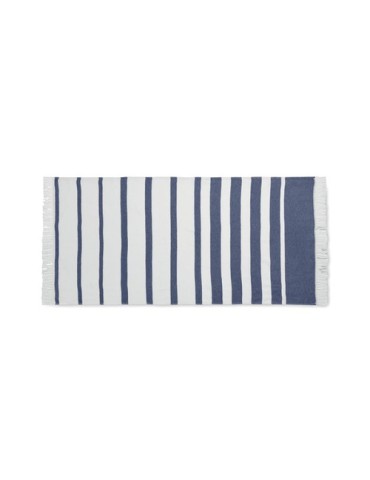 Serviette de plage  personnalisée 70x140cm - SEAQUAL® Matières : coton recyclé Couleurs : bleu cadeau collaborateur premium