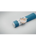 Serviette de plage  personnalisée 70x140cm - SEAQUAL® Matières : coton recyclé Couleurs : turquoise objet publicitaire robuste