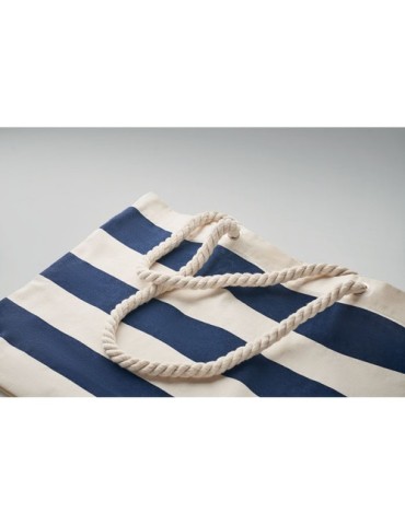 Sac de plage personnalisable en coton 220 gr/m² - HEAVEN STRIPE Matières : coton Couleurs : bleu marquage laser ultra précis