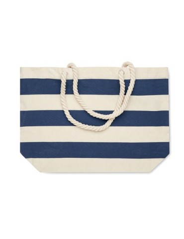 Sac de plage personnalisable en coton 220 gr/m² - HEAVEN STRIPE Matières : coton Couleurs : bleu personnalisation rapide en Fran