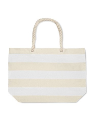 Sac de plage personnalisable en coton 220 gr/m² - HEAVEN STRIPE Matières : coton Couleurs : blanc impression haute définition