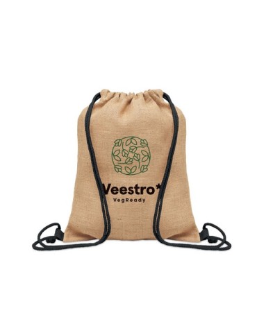 Sac à cordon  en jute - FUKURO Matières : jute Couleurs : noir impression haute définition