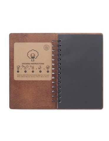 Carnet A5 Éco-responsable Personnalisé - GROWBOOK™ SAVAGE Matières : bois Couleurs : marron 2
