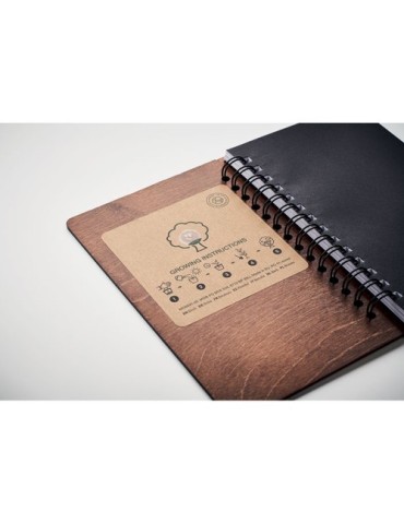 Carnet A5 Éco-responsable Personnalisé - GROWBOOK™ SAVAGE Matières : bois Couleurs : marron objet publicitaire robuste