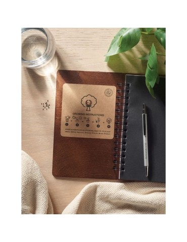 Carnet A5 Éco-responsable Personnalisé - GROWBOOK™ SAVAGE Matières : bois Couleurs : marron marquage couleur éclatante