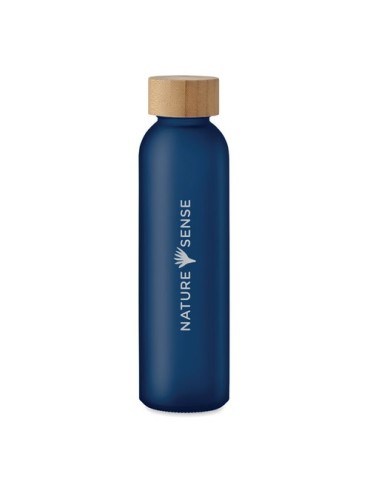 Bouteille en verre dépoli personnalisée 500ml ABE Matières : verre Couleurs : bleu transparent goodies personnalisé en stock
