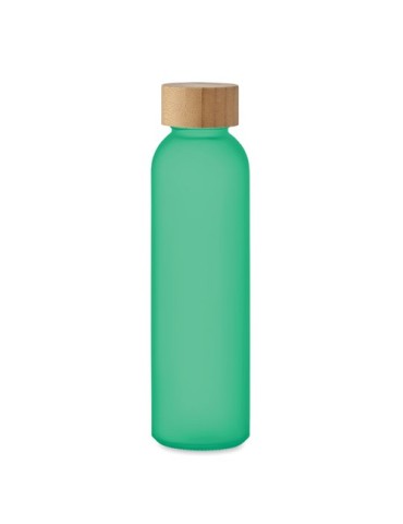Bouteille en verre dépoli personnalisée 500ml ABE Matières : verre Couleurs : vert transparent personnalisable avec votre logo