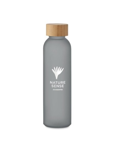 Bouteille en verre dépoli personnalisée 500ml ABE Matières : verre Couleurs : gris transparent cadeau collaborateur premium