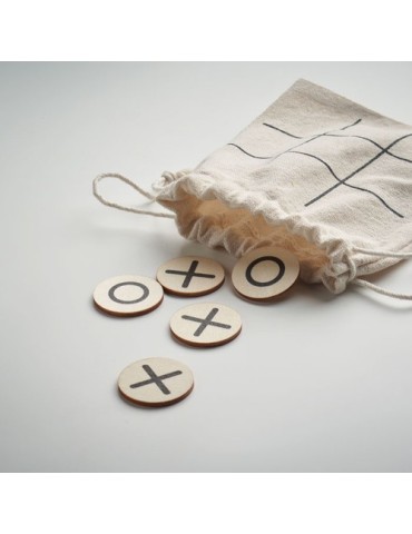 Jeu de morpion en bois personnalisé - Cadeau d'entreprise unique TOPOS Matières : coton Couleurs : beige impression haute défini