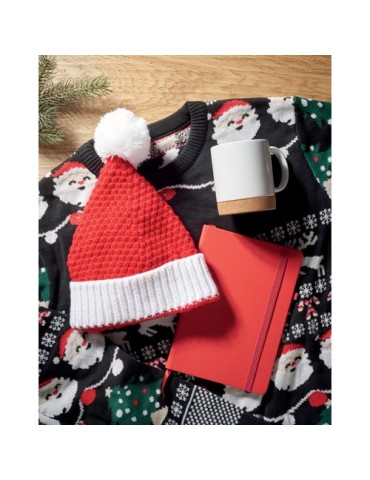 Bonnet de Noël Tricoté Personnalisé - AURIGA Matières : acrylique Couleurs : rouge cadeau entreprise pas cher