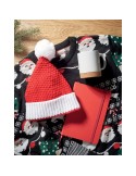 Bonnet de Noël Tricoté Personnalisé - AURIGA Matières : acrylique Couleurs : rouge cadeau entreprise pas cher
