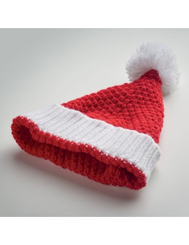 Bonnet de Noël Tricoté Personnalisé - AURIGA Matières : acrylique Couleurs : rouge impression haute définition