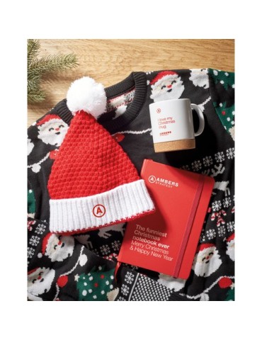 Bonnet de Noël Tricoté Personnalisé - AURIGA Matières : acrylique Couleurs : rouge marquage laser ultra précis