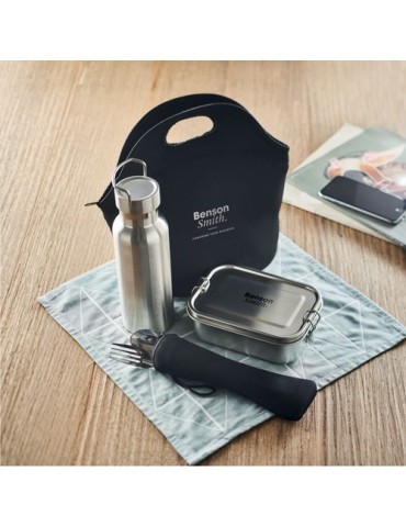 Set à Déjeuner Éco-responsable en Acier Inox Personnalisé ILY - Cadeau Idéal Pas Cher Matières : acier inoxydable Couleurs : noi