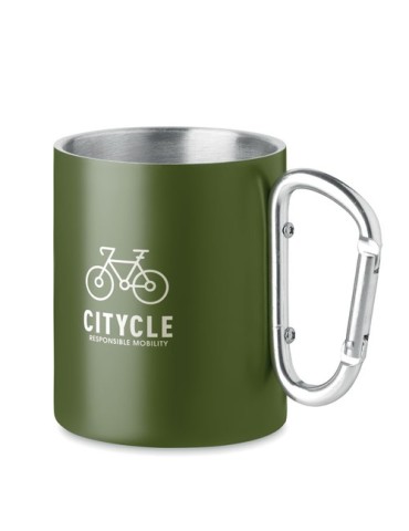 Tasse en métal double paroi personnalisée  - TRUMBA Matières : acier inoxydable Couleurs : vert foncé cadeau collaborateur premi