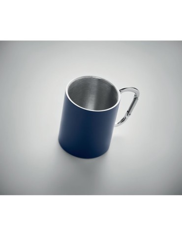 Tasse en métal double paroi personnalisée  - TRUMBA Matières : acier inoxydable Couleurs : bleu marine marquage laser ultra préc