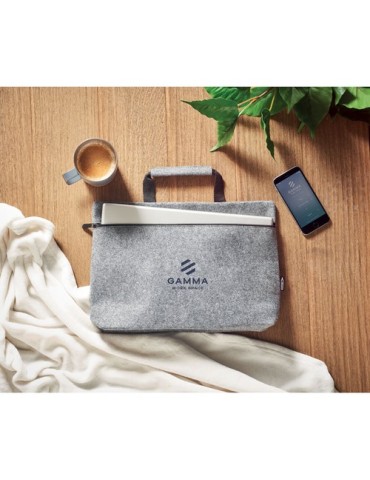 Sac ordinateur  en feutre RPET - TAPLA Matières : PET recyclé Couleurs : gris personnalisation rapide en France