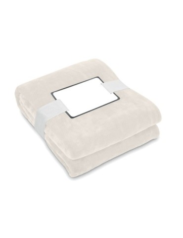 Couverture polaire  personnalisée 280gr RPET LOGAN Matières : PET recyclé Couleurs : beige marquage laser ultra précis