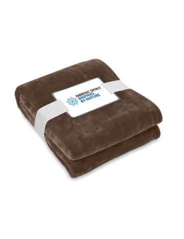 Couverture polaire  personnalisée 280gr RPET LOGAN Matières : PET recyclé Couleurs : chocolat objet promo petit budget