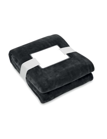 Couverture polaire  personnalisée 280gr RPET LOGAN Matières : PET recyclé Couleurs : noir cadeau entreprise pas cher