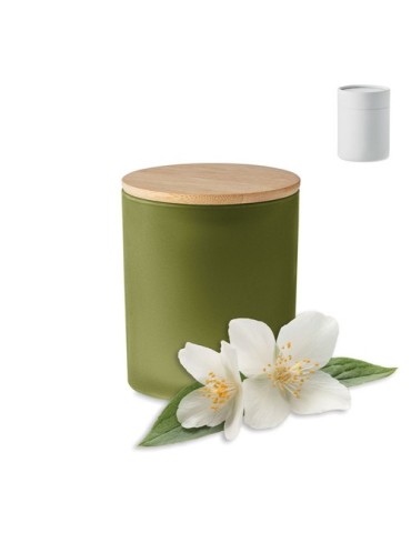Bougie Végétale Éco-responsable 120g Personnalisée KEOPS SMALL Matières : verre Couleurs : vert goodies publicitaire événementie