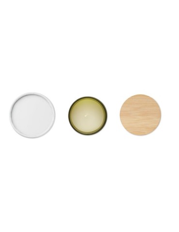 Bougie Végétale Éco-responsable 120g Personnalisée KEOPS SMALL Matières : verre Couleurs : vert impression logo haute qualité