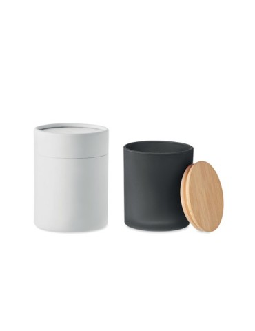Bougie Végétale Éco-responsable 120g Personnalisée KEOPS SMALL Matières : verre Couleurs : noir marquage laser ultra précis
