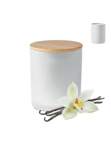Bougie Végétale Parfumée 200 gr Personnalisée KEOPS MEDIUM Matières : verre Couleurs : blanc goodies publicitaire événementiel