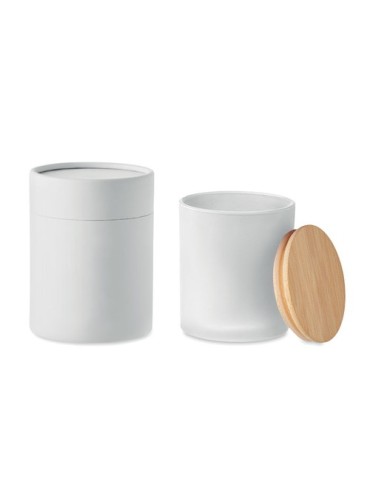 Bougie Végétale Parfumée 200 gr Personnalisée KEOPS MEDIUM Matières : verre Couleurs : blanc impression haute définition