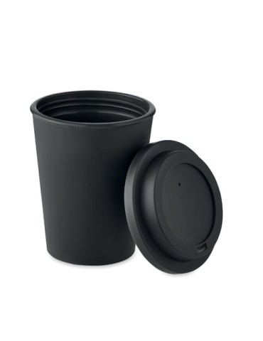 Gobelet Double Paroi Éco-responsable 300 ml Personnalisé NOLA Matières : polypropylène (PP) Couleurs : noir impression haute déf
