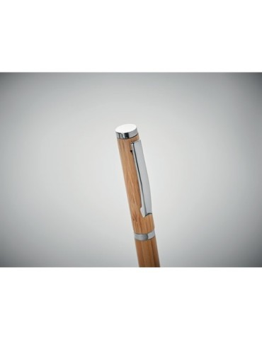 Stylo encre gel  en bambou personnalisé CAIRO Matières : bambou Couleurs : bois marquage laser ultra précis