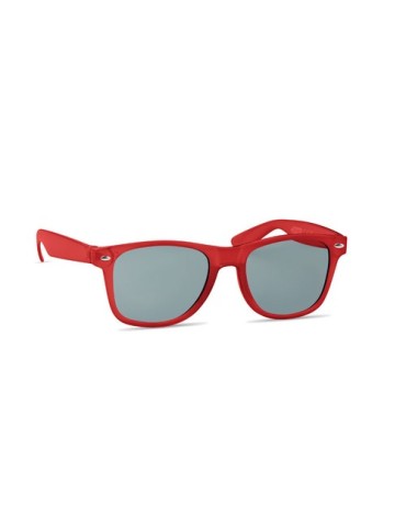 Lunettes de soleil personnalisées s en RPET - MACUSA Matières : PET recyclé Couleurs : rouge transparent marquage laser ultra pr