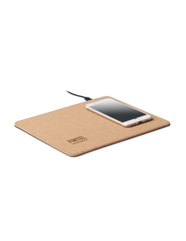 Tapis de souris chargeur sans fil  en liège personnalisé Matty Matières : papier Couleurs : beige goodies publicitaire événement